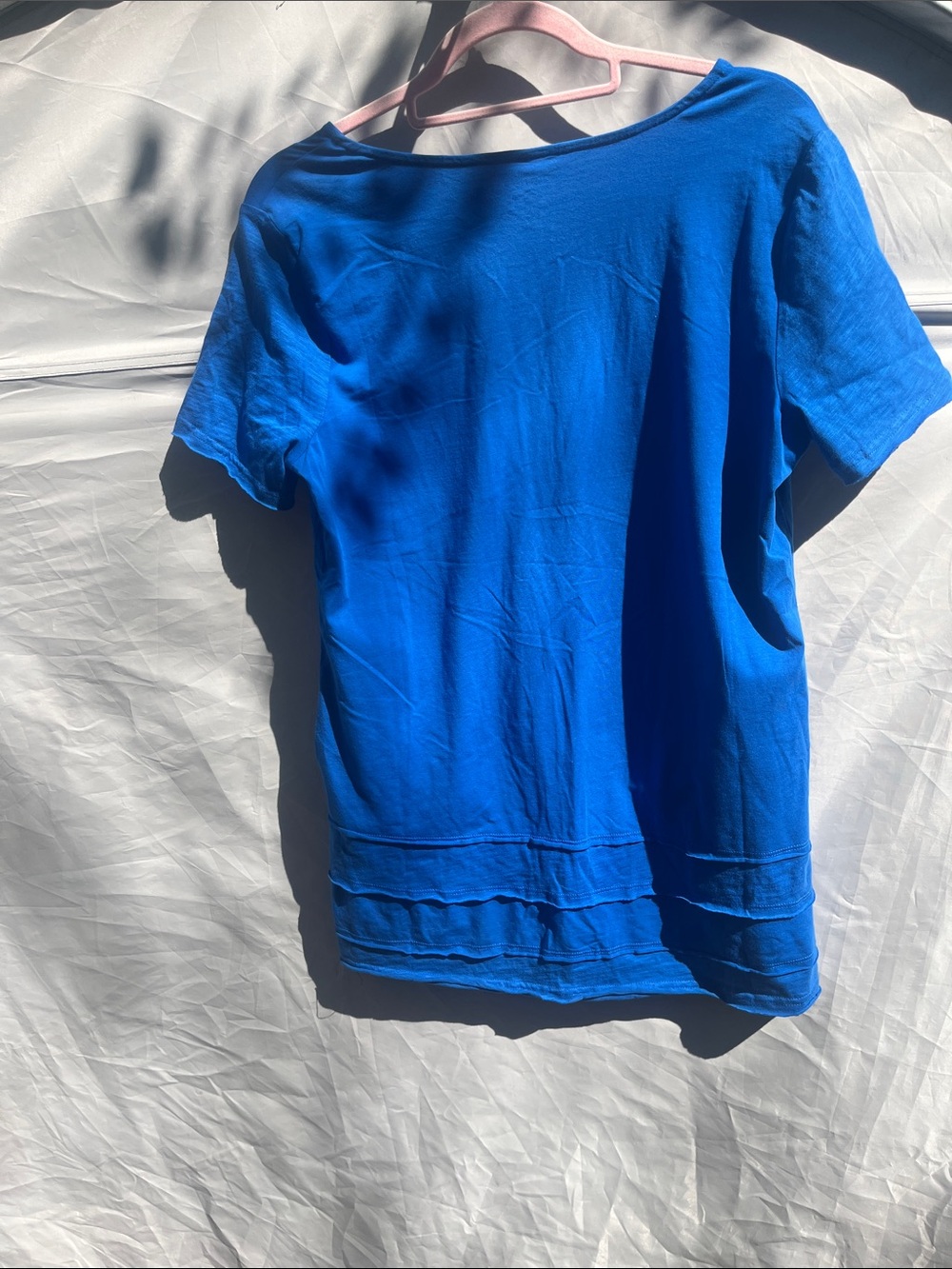 neon buddha Bright Blue Button-Front V-Neck Top - Picture 8 of 10